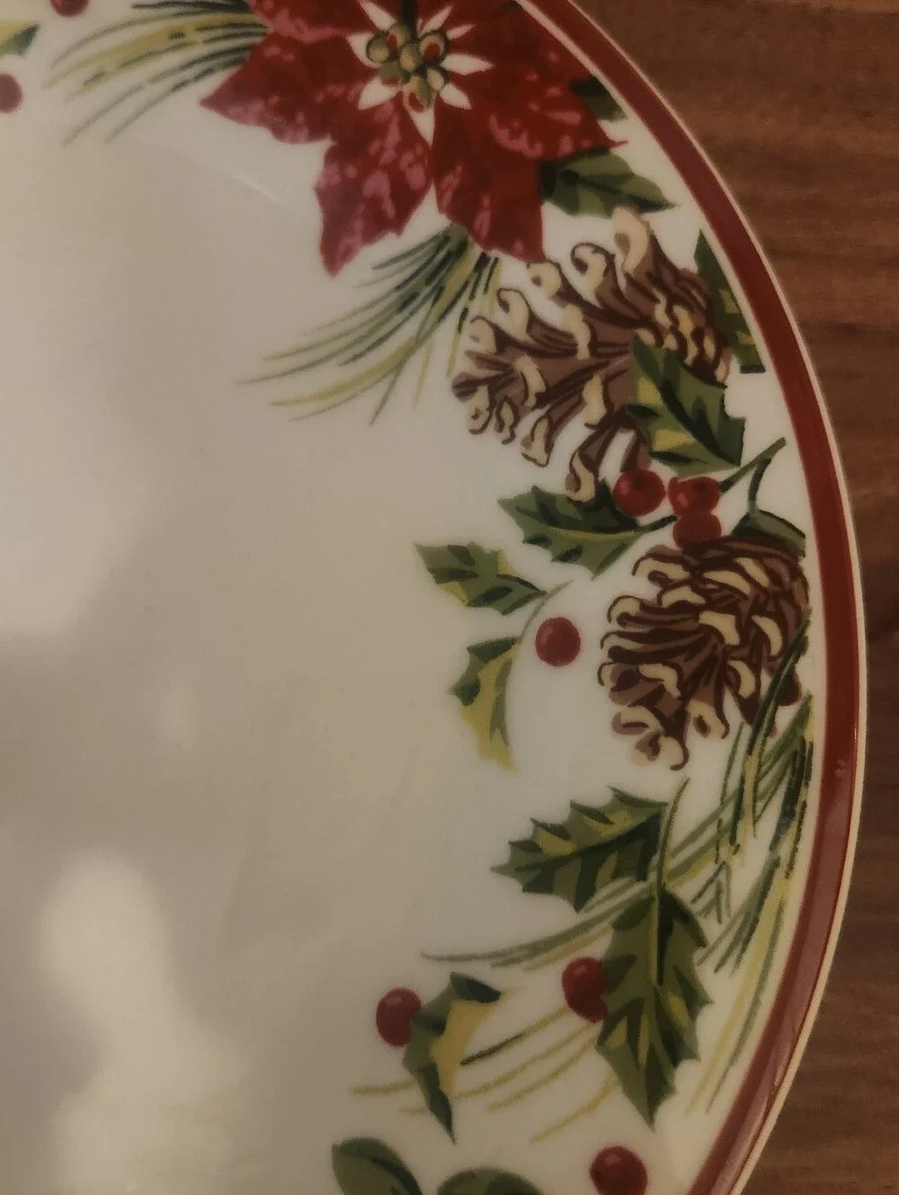 Longaberger Natures Garland Holiday Poinsettia Ceramic Dinner Plates - Set of 3